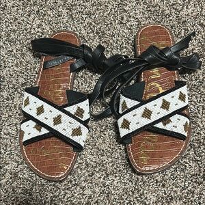 Sam Edelman Black and White Sandals with Dot Straps